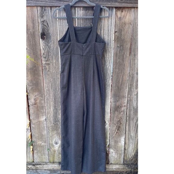 Black pin striped Overalls Wide leg charcoal grey white Small dressy 90’s - Picture 5 of 9